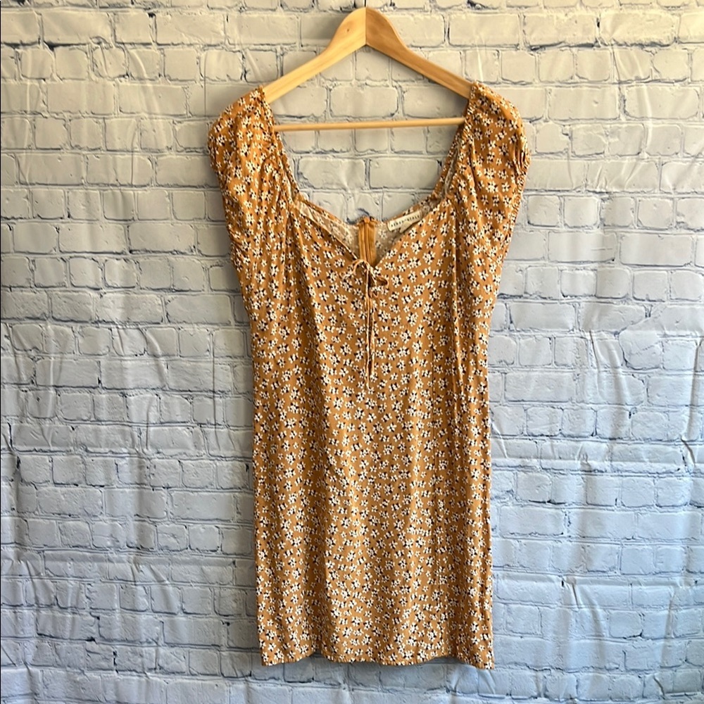 Floral Tie-Front Mustard Women’s Dress